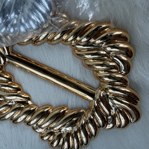 Set of Two - Silver & Gold - Vintage Large Plastic Belt Buckles - Taiwan 80s 90s - Picture 3 of 6